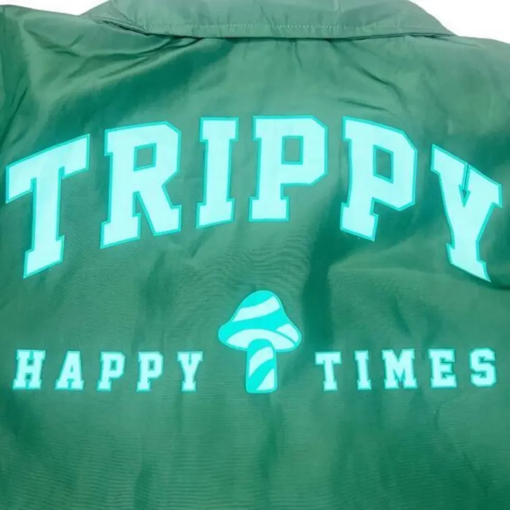 EIGHT EIGHT‎ Trippy Happy Times Green Lined Jacket Size Medium